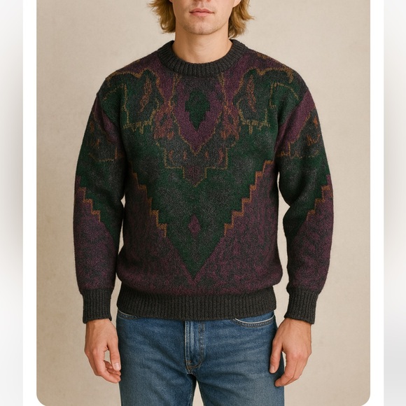 🔥RARE🔥VINTAGE Geometric print sweater Robinson made Italy sz L price firm!